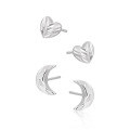 wholesale S925 Sterling Silver 597 Floral Heart Moon Stud Earrings Minimalist Style Small Ins Elegant Geometric Silver Earrings-0-0