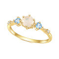 wholesale S925 Sterling Silver Plated with 14k Gold, Set with Natural Moonstone, Fashion Light Luxury Gemstone Ring-0-4