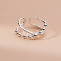 wholesale S925 Sterling Silver Beaded Cross Light Bead Ring Design Fashion Minimalist Personality Ring R01447-0-2