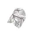 wholesale Sterling Silver Vintage Distressed Handmade Silver Leaf Seaweed Open Ring For Women, Ins Style-0-0
