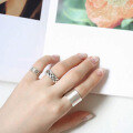 wholesale S925 Sterling Silver AR999 Korean Vintage Distressed Antique Silver Coarse Twist Braided Ring-0-3