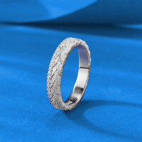 wholesale S925 Silver Vintage Brushed Woven Band Ring for Women, Same as Xiaohongshu Style, Minimalist and Everyday-R1546 Gold Brushed Ring Size 5