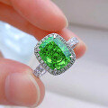 wholesale 925 Silver Moojing New Natural Green Spirit High Carbon Diamond Ring Hand-Set 8*10 Minimalist Women's Ring-0-2
