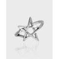 wholesale S925 Sterling Silver 483 Korean Version Vintage Antique Silver Hollow Star Adjustable Open Ring for Women-0-0