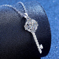 S925 Silver Moissanite Sunflower Key Pendant Necklace Wholesale-0-0