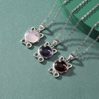 wholesale S925 sterling silver with synthetic crystal minimalist fashion women's pendant necklace wholesale-Red Pendant - Without Chain>925 Silver