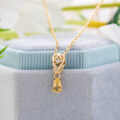 wholesale S925 silver plated with 14k gold, Japanese retro style light yellow crystal and white zircon pendant-0-2