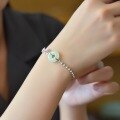 wholesale Sterling Silver Enamel Plum Blossom Jade Jewelry and Hetian Jade Peace Buckle Bracelet, a Unique Girlfriend's Birthday Gift-0-1