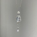 wholesale S925 Sterling Silver New Chinese Style Natural White Chalcedony Pendant Agate Gourd Cabochon Diamond-Inlaid Necklace Light Luxury Collarbone Chain-0-5