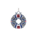 wholesale S990 Silver Ethnic Style Enamel Elaborate Craft Antique-inspired Blooming Wealth Openwork Pendant Necklace-0-4