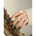 wholesale S925 sterling silver double-layered hollow-out matte antique Korean-style versatile ring for women, ins-0-3