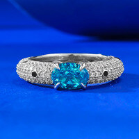 wholesale S925 Silver Jewelry Live Stream Style Exquisite Full Diamond Pavé 5*7 Paraiba Ice Flower High-End Fashion Ring for Women-R940 Paraiba>No. 5