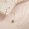 wholesale Unique S925 silver inlaid natural moss agate necklace, exquisite polygonal moss gemstone necklace, women's collarbone chain-0-1