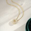 14K Gold Plated 925 Silver Moissanite Round Pendant Necklace-0-0