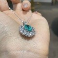 wholesale S925 silver-plated gold jewelry new 3-carat lab-grown Paraiba oval diamond with luxurious charm-0-3