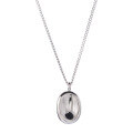 wholesale S925 Sterling Silver Geometric Concave Oval Teardrop Bean Necklace for Women, Minimalist Trendy Oval Collarbone Chain-0-4