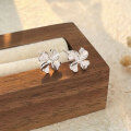 wholesale S925 Sterling Silver Four-Leaf Clover Ear Studs for Women, Small and Exquisite, Light Luxury, Fashionable Minimalist Style, Lucky Clover Earrings, Versatile Match-0-2