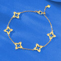 wholesale S925 Silver Jewelry Style Five-Flower Clover Bracelet with Gold Trim and Diamond Inlay, Cross-Border Edition for Xiaohongshu Live-0-0