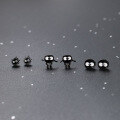 wholesale S925 silver black earrings, small fresh Korean-style cute minimalist cartoon little soot ball earrings M01397-0-0