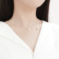 wholesale S925 Sterling Silver HXL255 Korean Japanese Style Silver Collarbone Chain Fashionable Elegant Pearl Simple Single Pearl Necklace for Women-0-2