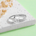 wholesale 925 Silver Clover Flower Couple Rings, Men and Women Matching Pair, Forest Style Minimalist and Elegant Matching Rings for 520 Valentine's Day Gift-0-2