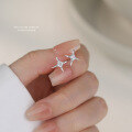 wholesale 925 Sterling Silver Sparkling Star Square Zircon Stud Earrings For Women-0-4