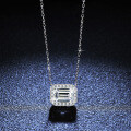 S925 Silver Wholesale Necklace, Emerald Cut Moissanite Square Full Diamond Collarbone Chain-0-2