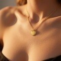 wholesale S925 Gold-plated Antique Brushed Heart Pendant Necklace For Women, Double-sided Inlaid Retro Luxury Choker-0-3