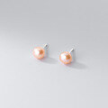 wholesale 999 Silver Nalan Freshwater Pearl Ear Studs Minimalist for Sensitive Ears Petite Earrings Women's Jewelry M00320-0-3
