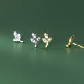 wholesale 925 Sterling Silver Diamond-Studded Olive Leaf Small Leaf Earrings, INS Style, M02329-0-2