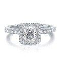 wholesale S925 Silver Princess-Cut 6*6 High-Carbon Diamond Full Pavé Micro-Set Ring, European and American Style New Arrival by Moojing-0-5