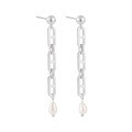 wholesale S925 Sterling Silver 1050 Small Niche Ins Minimalist Style High-end Elegant Tassel Chain Freshwater Pearl Earrings for Women-0-6