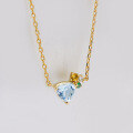 wholesale Metal material, Dunli Jewelry women's necklace small batch design fashion commuter style sky blue citrine green olive white zircon necklace-0-1