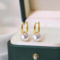 wholesale 18K Gold Japanese Seawater Pearl Earrings Women's Round Fashion Minimalist Studs Akoya Ear Clips Strong Light Bulb-0-2
