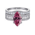 wholesale S925 Sterling Silver 3-Carat Marquise Moissanite Women's Ring Set Stackable Ring High-End Jewelry-0-9