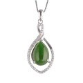 wholesale 925 Sterling Silver Hollow Ring Zircon Inlaid Green Jade Pendant with Appraisal Certificate, Wholesale-0-4