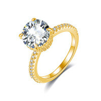 wholesale S925 Sterling Silver Cross-Border Europe and America New 3CT Moissanite Fashion Women's Ring, Cross-Border E-Commerce New Bestseller on Temu-Silver with zircon 9.0 gold 5