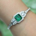 wholesale 925 Silver Gold-Plated Bracelet with High-Carbon Diamond Cushion-Cut Muzo Green Art Deco Antique Exquisite Women's Bracelet-0-3