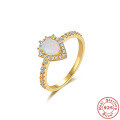 wholesale S925 Sterling Silver Opal Square Diamond Engagement Ring,。-0-8