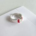 wholesale S925 Sterling Silver Red Resin Apple Core Ring, Niche, Personalized, Fresh, and Playful Gift-0-4
