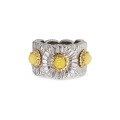 wholesale 925 Silver Gold-Plated Ring with High Carbon Diamonds, Bujia Daisy Light Yellow Cabochon Fashion Versatile Jewelry for Women-0-4