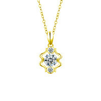 S925 Sterling Silver Moissanite Zodiac Necklace for Women-Gemini (May 21 - June 21)  1-carat moissanite (gold)