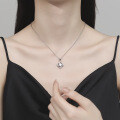 Sterling Silver Geometric Four-Leaf Clover Moissanite Pendant Necklace-0-2