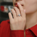 925 Sterling Silver Princess Escape Heart Moissanite Ring-0-1