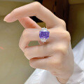 wholesale High-carbon metal jewelry new ice-cut 10*12 diamond ring, ins women's accessory ring-0-3