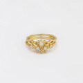 wholesale S925 silver plated with 14K gold French vintage light luxury style Australian opal ring-0-2