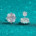 S925 Sterling Silver Moissanite Floral Earrings-0-1