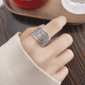 wholesale S925 Sterling Silver Creative Wide Band Auspicious Pattern Ring Ethnic National Style Unisex Ring-0-3