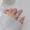 wholesale S925 Silver Nalan Women's Mori Sweet Diamond-Inlaid Leaf Ring Wholesale Adjustable Leaf Index Finger Ring J1058-0-2
