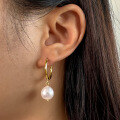 wholesale 925 Sterling Silver Jewelry 14K Gold Natural Baroque Pearl Korean Fashion Minimalist Earrings Wholesale-0-2
